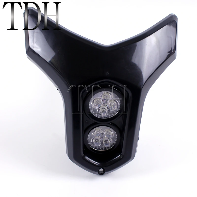 

Universal Motorcycle ATV Street Dirt Bike Streetfighter Dual Twin LED Headlight Fairing Lamp Mask Headlamp Custom