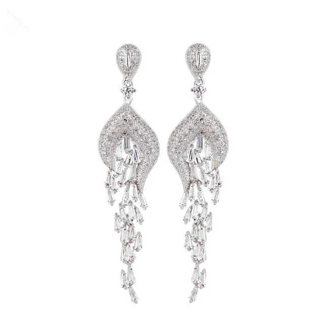 Por Women S High End Earrings Han Edition Aaa Zircon Por Women S High End Earrings Han Edition Aaa Zircon Long Tel