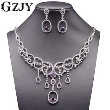 

GZJY Luxury Bridal Bijouterie Charm Gold Color Flowers Zircon Jewelry Sets For Women Fashion Wedding Party Jewelry Gift