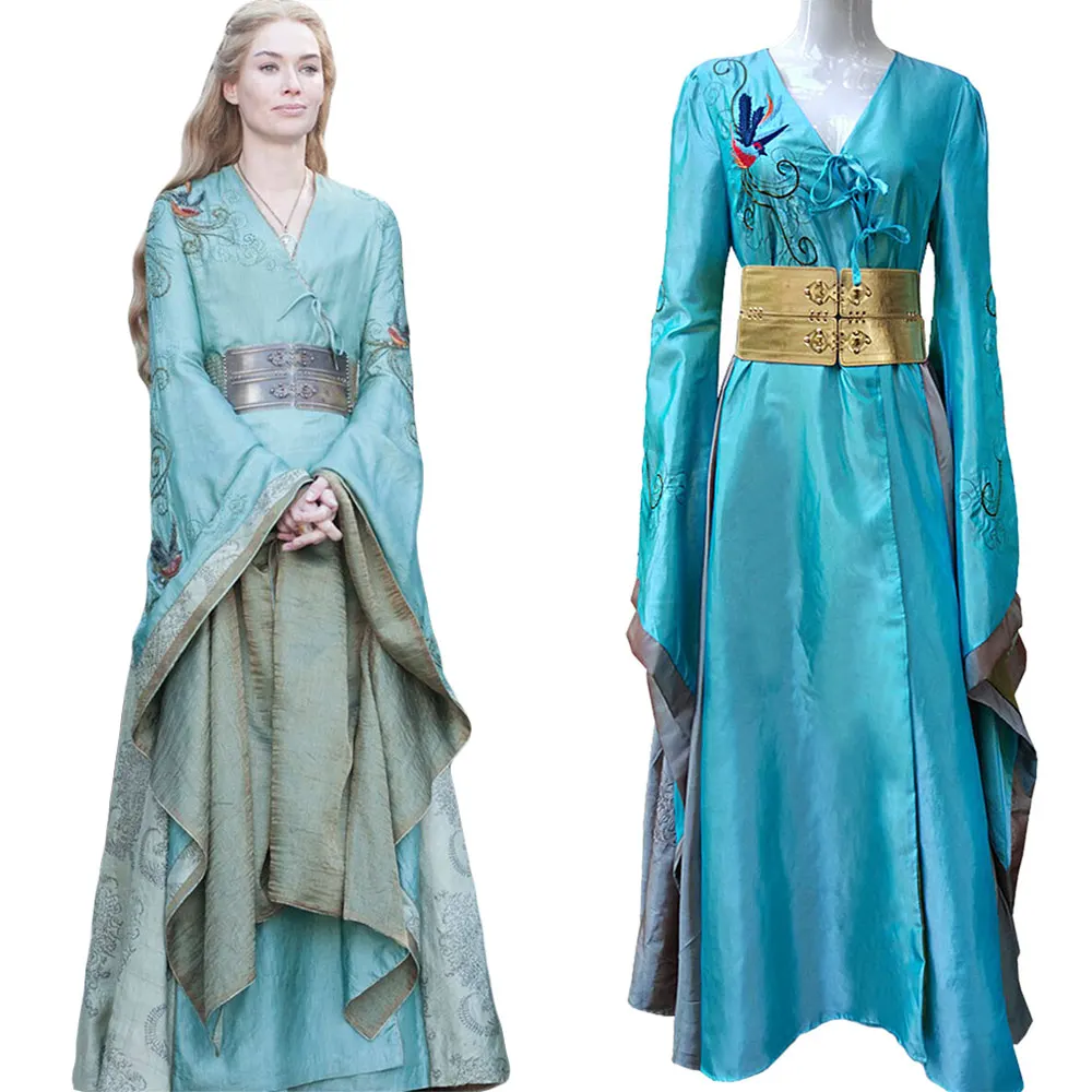 Luxury Blue Game of thrones Queen Cersei Lannister Dress Cosplay