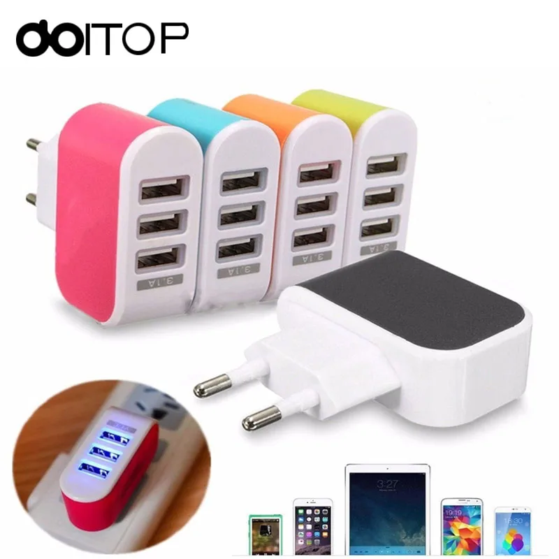 DOITOP Универсальное зарядное устройство 3.1A с 3 портами USB для дома и путешествий AC