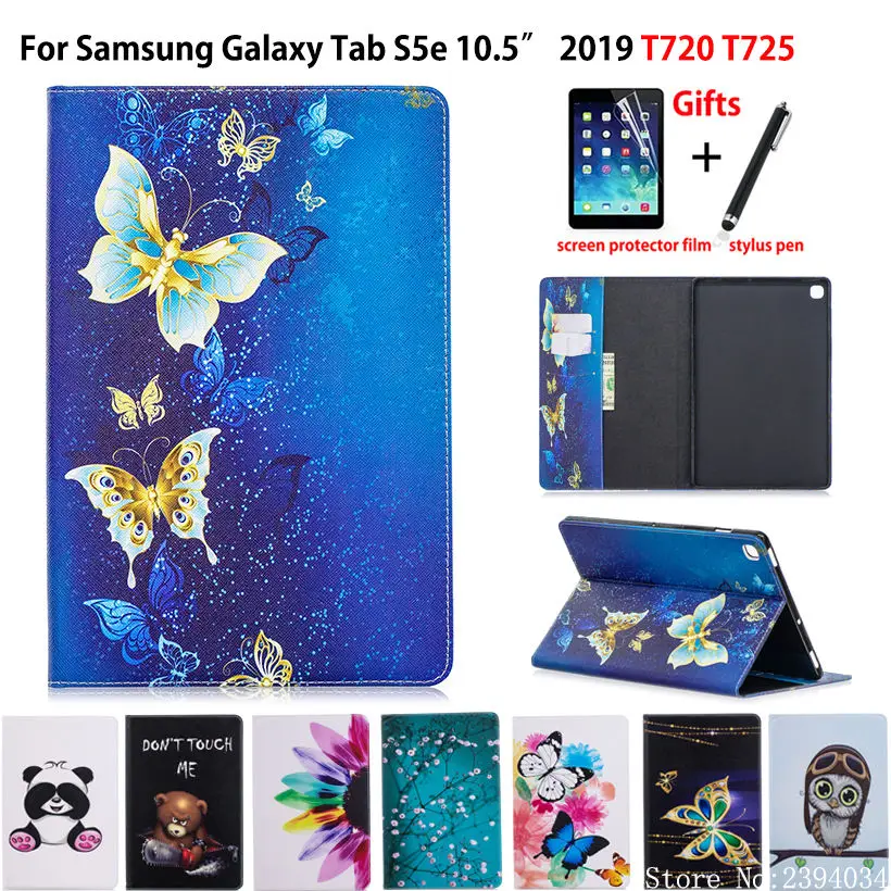 

Case For Samsung galaxy tab S5e 10.5 2019 SM-T720 SM-T725 Cover Funda Tablet Fashion painted Stand Shell +Film+Pen