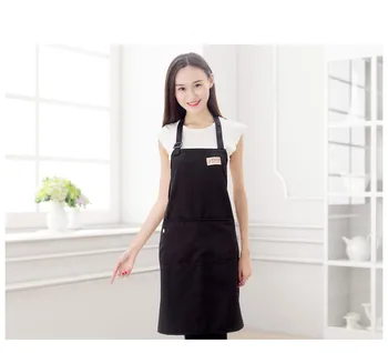 

1PC 100% Cotton Kitchen Apron Pure Color Cooking Aprons Avental Dining Room Barbecue Restaurant Pocket Halterneck LB 403