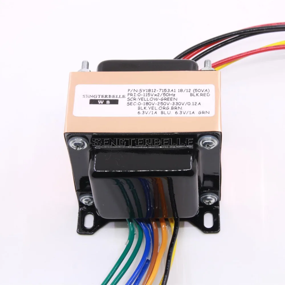 50VA Чистая медь бескислородная EI трансформатор 0 180V 250V 330V (120mA) 6 3 V (1A) для трубного