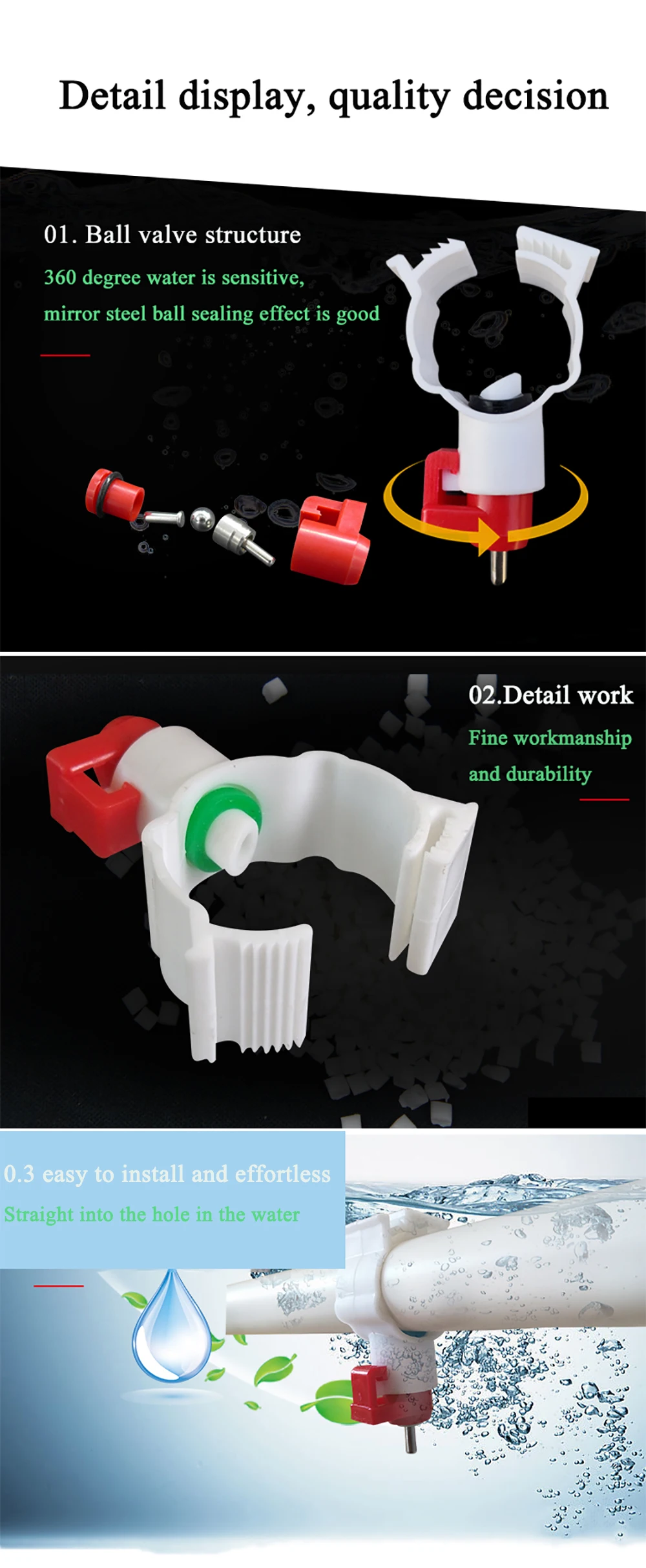 Chicken nipple drinkers ball drinking drinkers for chickens poultry equipment automatic waterer farming agro  cage water pipe