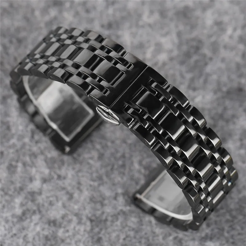 20mm 22mm Mens Luxury Black Golden Solid Stainless Steel Watch Band Bracelet Folding Buckle High Quality Wrist Strap + 2 Spring Bars YISUYA (11)