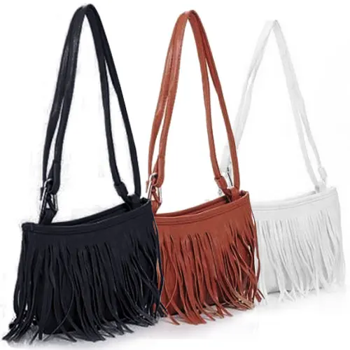 2016 Womens Vintage Faux Suede Fringe Tassle PU Leather Satchel Shoulder Handbag Crossbody Bag For Women