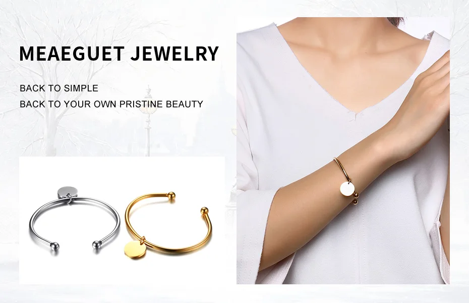 Meaeguet Laser Engrave Charm ID Bangle Personalized Name Bracelet For Women Customized Stainless Steel Bangle Jewelry For Gift (2)