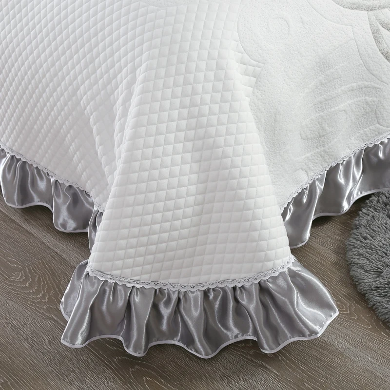 Роскошный европейский стиль 3D серый белый Высокое качество Удобное Мягкое хлопковое плотное одеяло кружевное покрывало простыня наволочки 3 шт