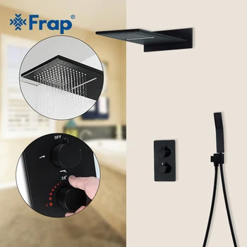 

Frap Shower Faucets black bathroom shower set faucet thermostatic mixer tap for bath shower mixer faucet tap shower panel Y23513