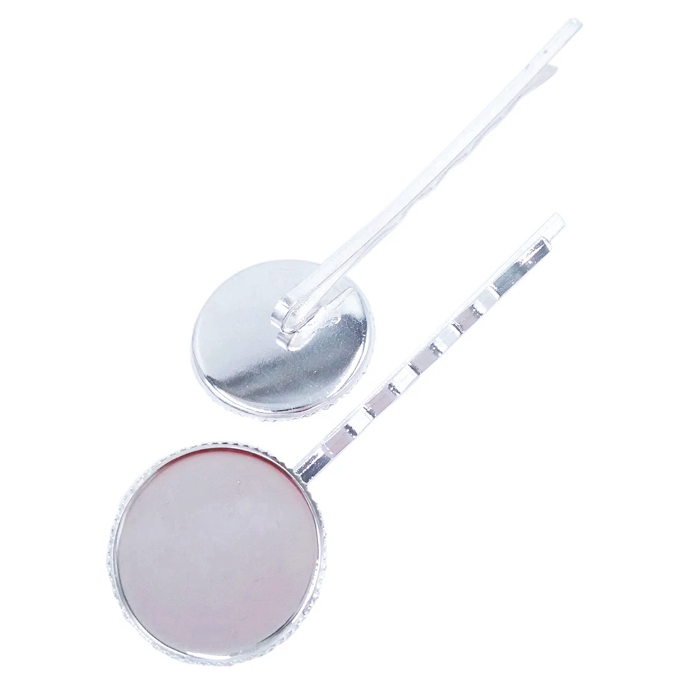 

Silver Plated 200piece Hair Pins with 20mm Round Bezel Blank Hairpins Base Tray Jewelry Findings Hair accessories HPF31