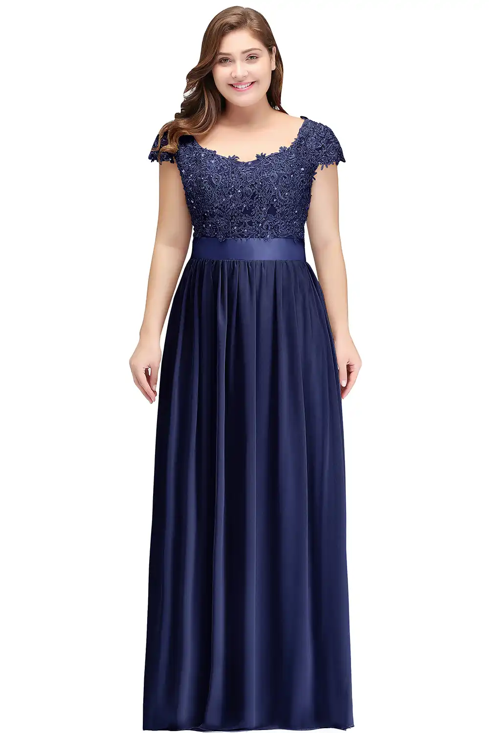 Long Navy Blue Mother Of The Bride Dresses Plus Size 2019 Chiffon