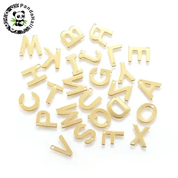 

100pcs/lot Golden 304 Stainless Steel Alphabet Charms Pendants for Bracelet Necklace Jewelry Making