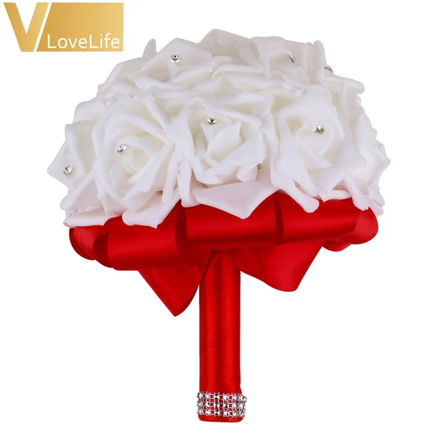 Wedding Bouquet Holder Bridesmaid Artificial Flower Roses Bridal Posy
