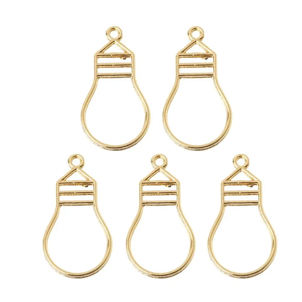 

5Pcs Gold Bulb Resin Blank Frame Pendant Open Bezel Setting Resin Jewelry Making Trendy 2019