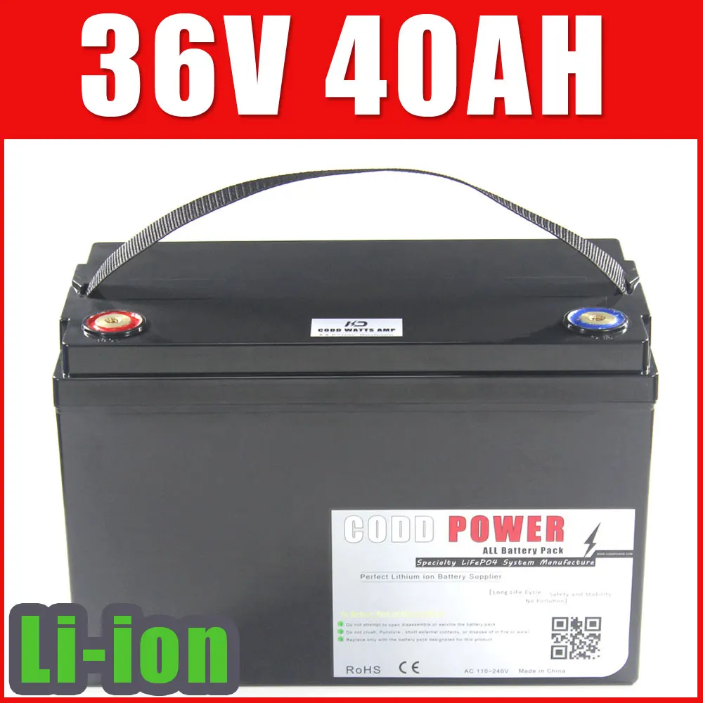 

36V 40AH Electric bicycle Lithium ion Battery 36V Solar Golf Car E BIKE Battery