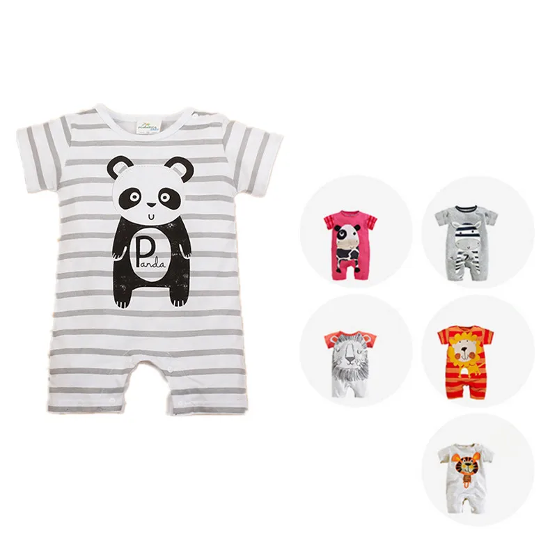 

2019 Summer Newborn Baby Rompers Cartoon Animal Boys Outfits Cotton Short Sleeve Romper Infant Jumpsuits Baby Girl Clothes