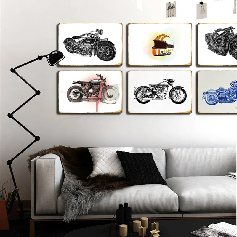 

Retro Motorcycle Road Sport Bike Motor Metal Tin Sign Plaque Art Wall Painting Decor Iron Poster for Home Bar Pub Shop Garage