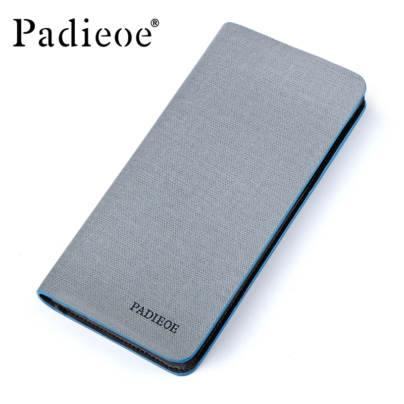 

Padieoe luxury brand Leather Men's Long Purse Famous Brand Slim Wallets for Male Brand 2019 Design money clip ID Card Holder