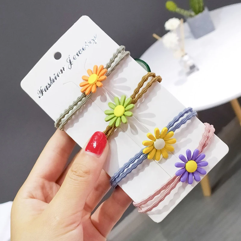 

1 Piece Women Gum for Hair Flower Elastics Hair Bands Girls Ponytail Holder Rubber Bands Duckbill Clip Barrette Hair Accessories