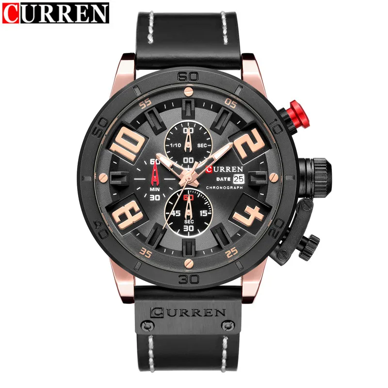 

Relogio Masculino 8312 Curren Men Military Sport Anlog Quartz Watch Waterproof Leather Strap Black Male Clock Top Brand Watches