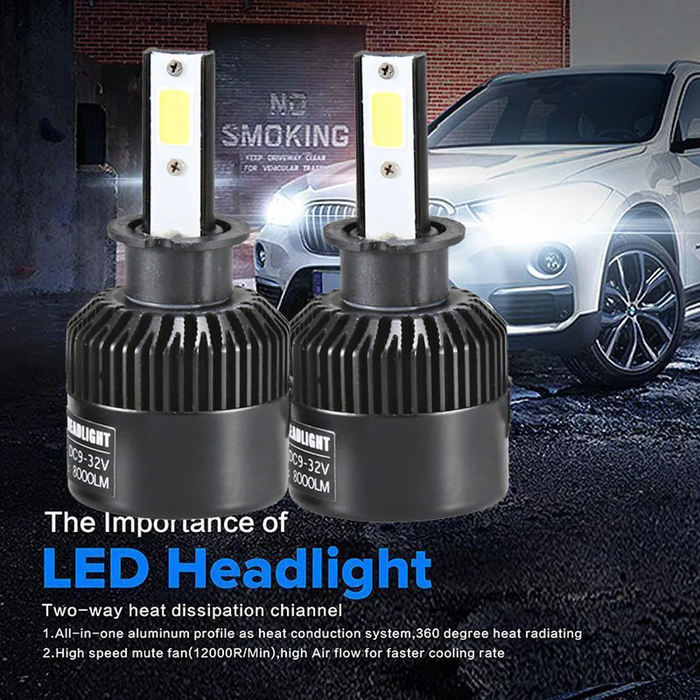 

Car LED Headlight 72W H3 COB LED 16000LM Auto Car Headlights Kit Driving Bulbs Lamps 360 degrees beam 6000K Car styling NEW