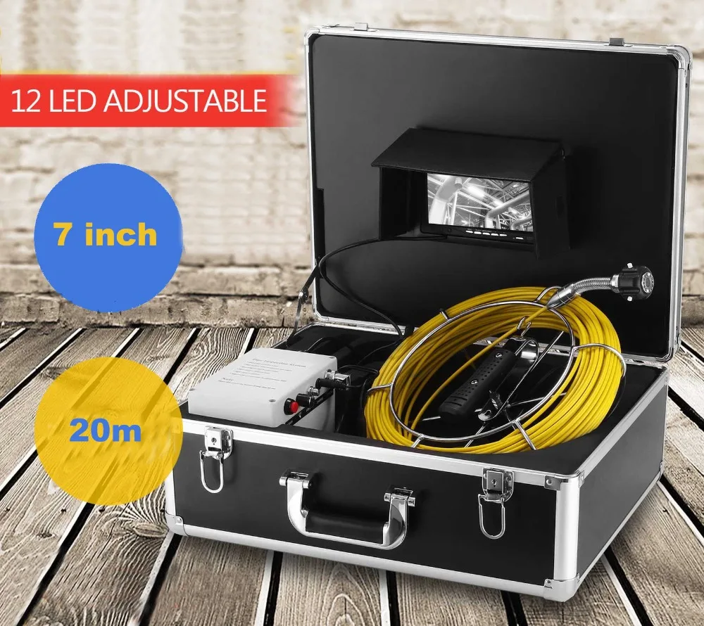 Factory pipe camera drain sewer inspection with 20m cable 7" LCD monitor | Безопасность и защита