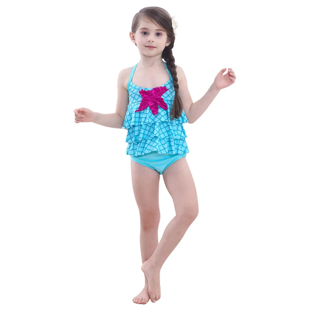 CHAMSGEND/детский купальный костюм русалки для маленьких девочек; купальник-бикини; пляжная одежда; комплект одежды; MAR29