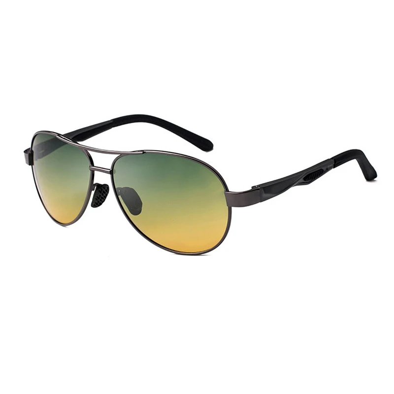 

Men Polarized Sunglasses Graded Green Lens UV400 Driving Sunglasses Metal Frame With Box