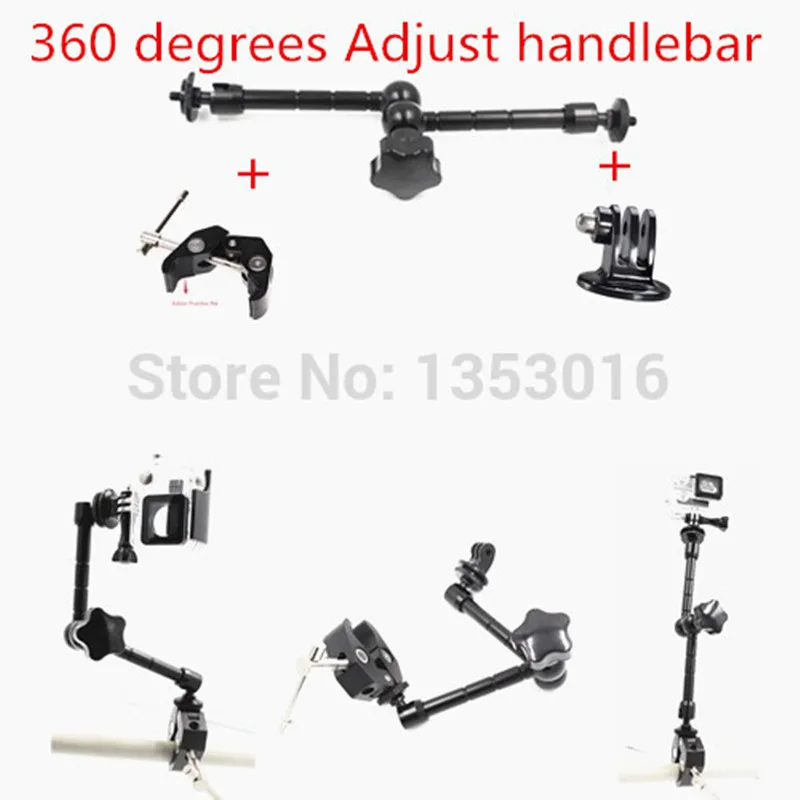 

Accessories 360 Degree Adjustment Arm Mount Adapter+Bike Bicycle/Motorcycle Handlebar Crab Clamp For Gopro Hero7 6 5 4 3 3+ SJ