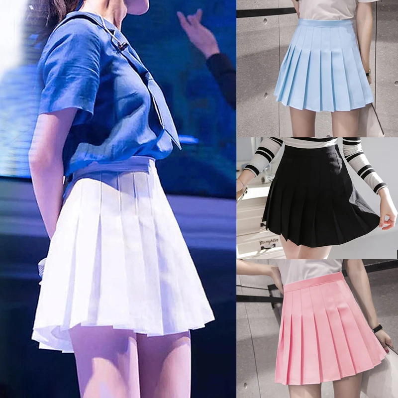 

2017 New Arrival Young Pleated High Waist Mini Skirts Summer Sweet South Korean Student Skirt Blue Black Pink White Colors