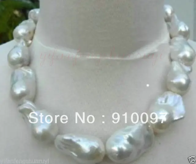 

free shipping >>>AAA REAL HUGE SOUTH SEA WHITE BAROQUE PEARL NECKLACE 18