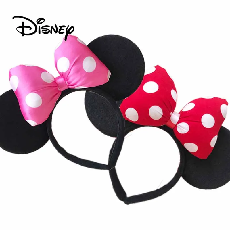 

Disney Mickey Minnie Pretend Play Fashion Decorative Toy Girl Headband Headdress Bow Child Cartoon Sequin Ear Birthday Gifts
