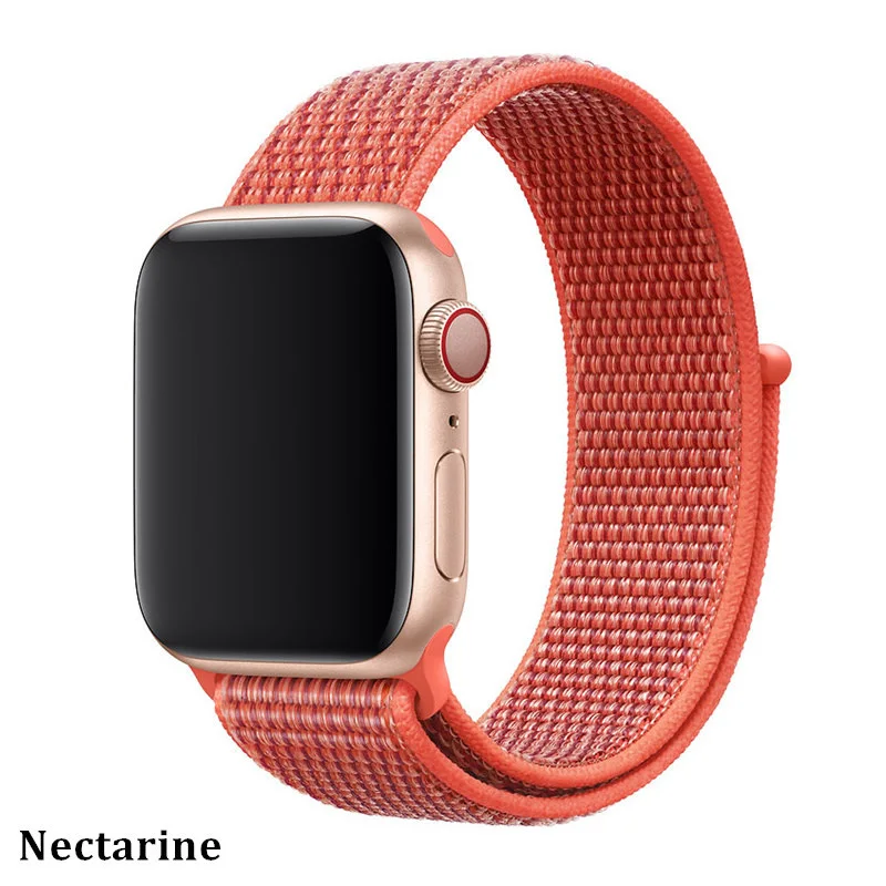 Нейлоновый ремешок для apple watch 5 4 band correa apple watch 44 мм 42 мм 40 мм 38 мм iwatch 5 4 3 2 1 цветной браслет - Цвет ремешка: Nectarine