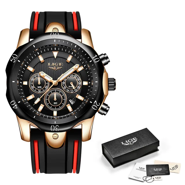 Men Watches Fashion Gift Male Sports Chronograph Analog Quartz Watch Men Silicone Strap Waterproof WristWatch Relogio Masculino