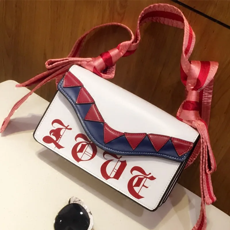 

2019 New Single Shoulder Messenger Letter Ribbon Bag Famous Designer Fashion Crossbody Bags for Women Purse and Handbags