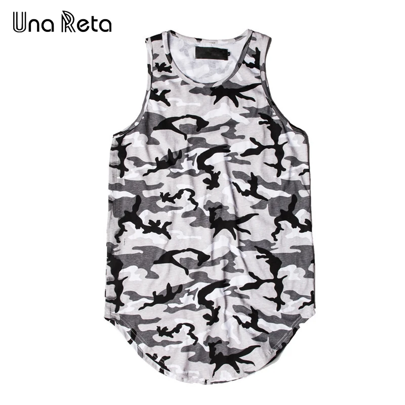 Una Reta мужские майки Новая модная повседневная камуфляжная печать удлиненная хип хоп летняя майка с бретелями Брендовые мужские топы без рукавов