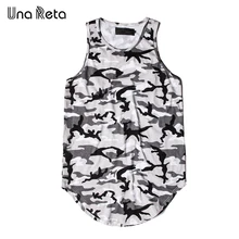 Una Reta мужские майки Новая модная повседневная камуфляжная печать удлиненная хип хоп летняя майка с бретелями Брендовые мужские топы без рукавов