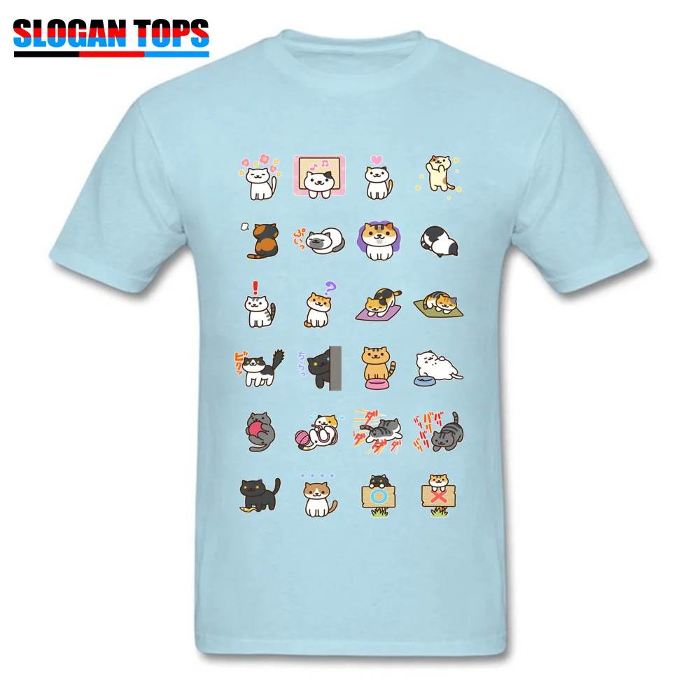 Slim Fit neko atsume cat tsum duck O-Neck T Shirts NEW YEAR DAY Tees Short Sleeve for Men 2018 New 100% Cotton Top T-shirts neko atsume cat tsum duck light
