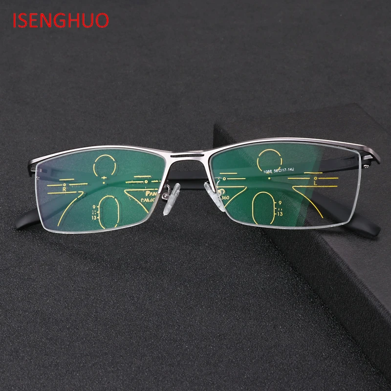 

ISENGHUO Progressive Transition Photochromic Computer Reading Glasses Flexible Temples UV400 No Line Gradual Sunglasses 1.0-3.0