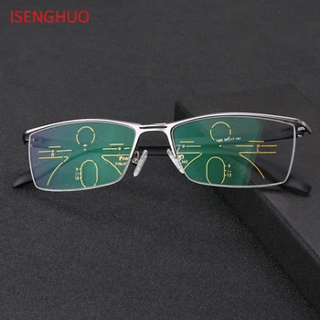 

ISENGHUO Progressive Transition Photochromic Computer Reading Glasses Flexible Temples UV400 No Line Gradual Sunglasses 1.0-3.0