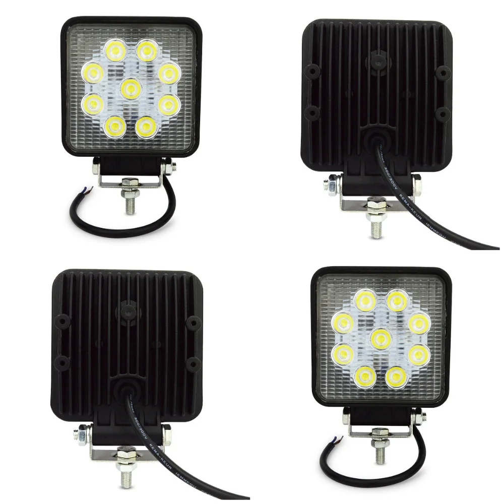 10X 12//24V Square 4 LED Work Light Spot Beam Lamp Forklift Tracktor Backhoe