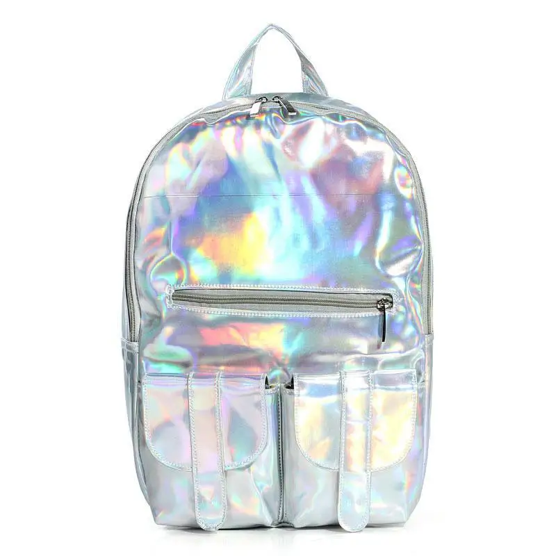 2017 Mochila Holograficas Women Bagpack Silver Hologram Rucksacks For Girls Zipper Mochila Escolar Feminina De Adolescente