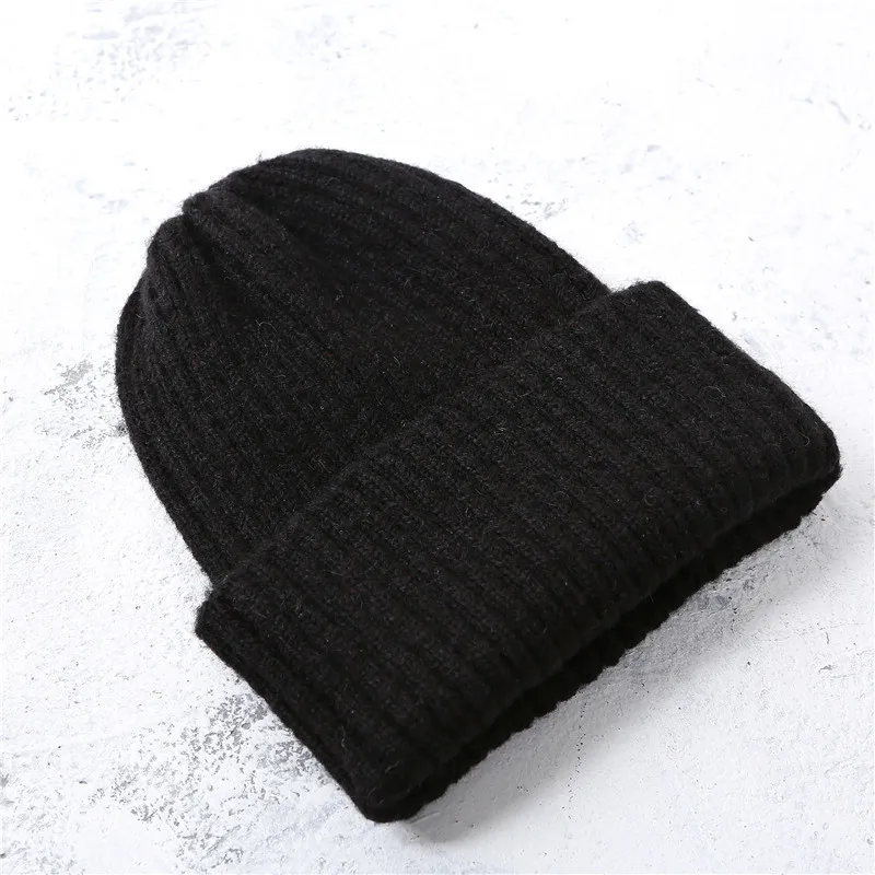 Beanies Women Solid Knitted Casual Warm Skullies Korean Style Elegant Student Hats Chic Womens Lovely Caps Autumn Winter Fashion - Цвет: black