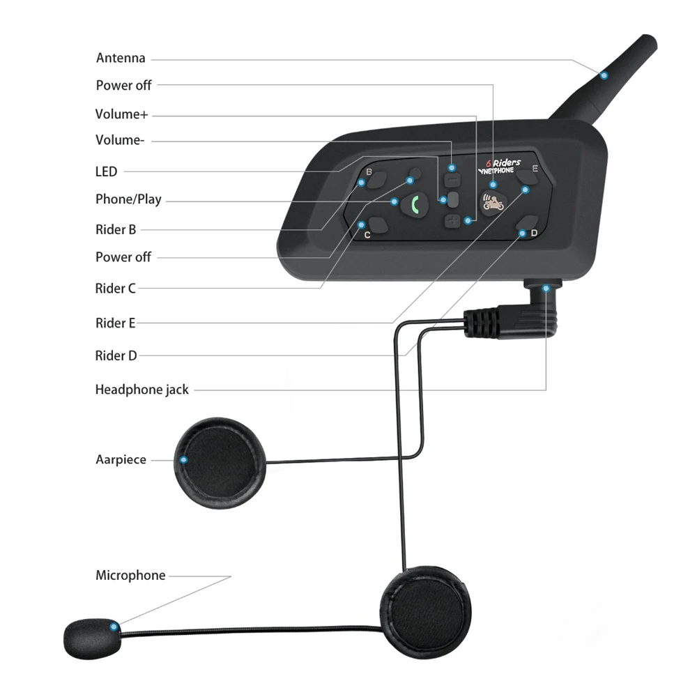 VNETPHONE 2 комплекта V6 Bluetooth Интерком мотоциклетный шлем динамик 1200 м домофон Мото Аксессуары гарнитура Поддержка беспроводной Bt-s2