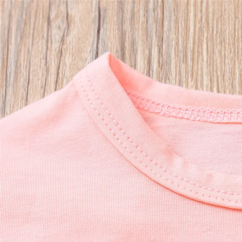 Girls suit summer 2019 new Toddler Baby Girls Lattice Strap Skirt +Long Sleeve T-Shirt Ruched Outfits Set  (4)