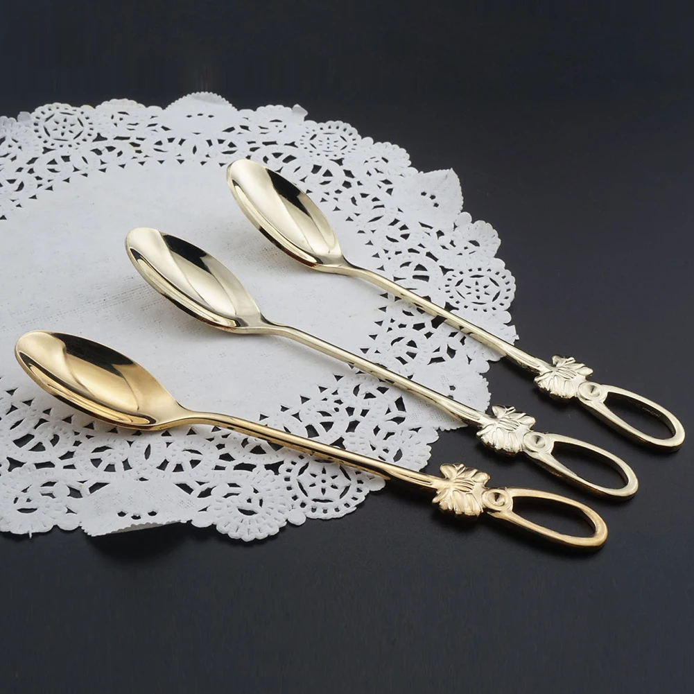 Stainless Steel Gold Dinnerware Spoon Fork Tableware Gold Cutleries Dessert Fruit Western Food Set Kitchen Tools