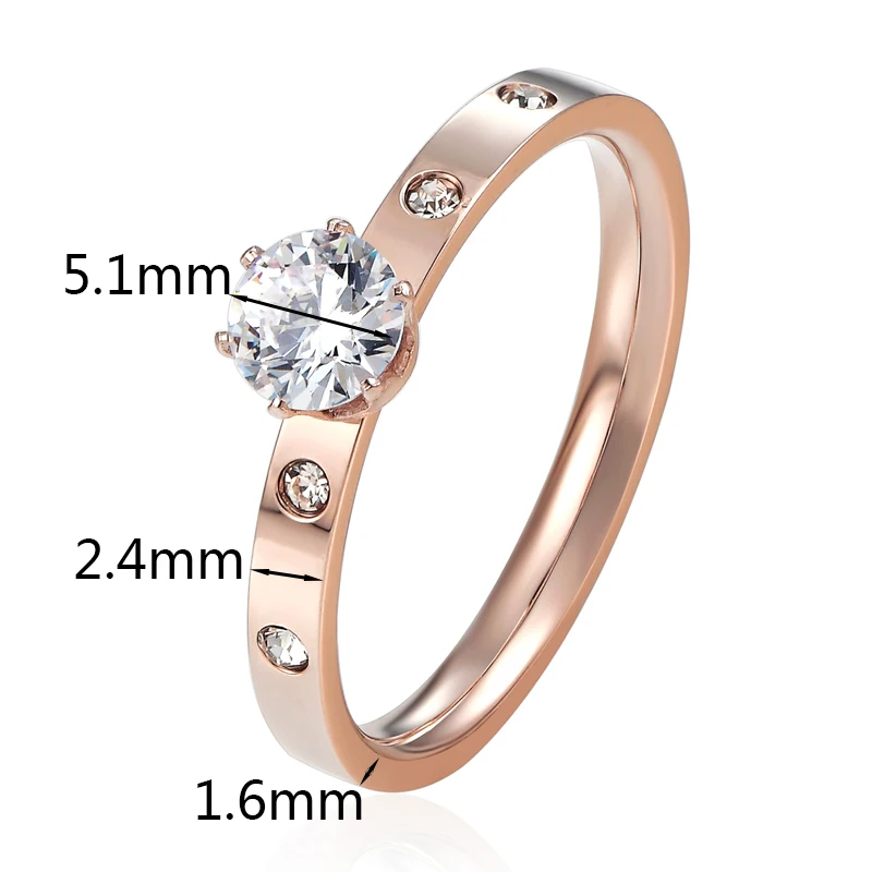 Wedding Ring for Woman Anti Allergy Titanium Steel Cubic Zirconia