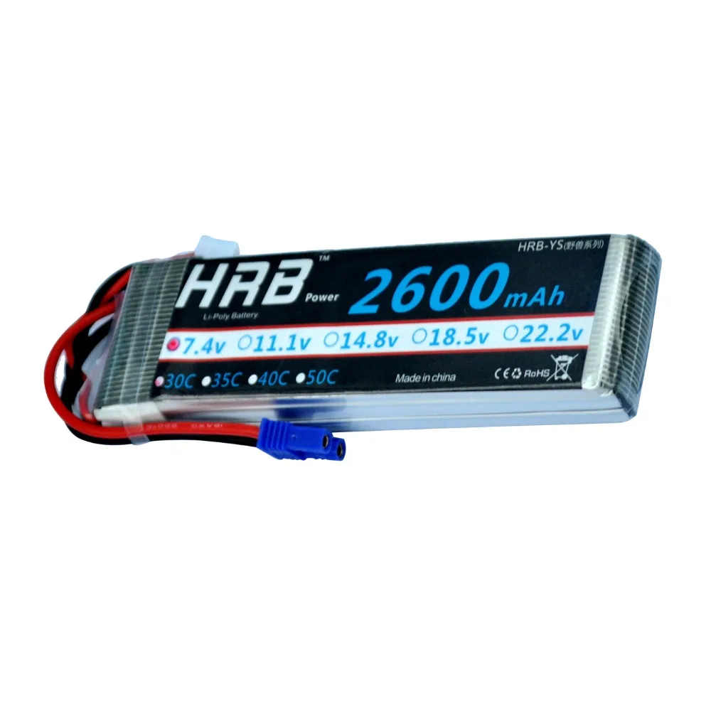 HRB 2600mAh Lipo аккумулятор 2S 7,4 V 30C EC2 XT60 EC5 TRX RC части для Hubsan H501S Квадрокоптер самолет внедорожный автомобиль грузовик FPV Дрон