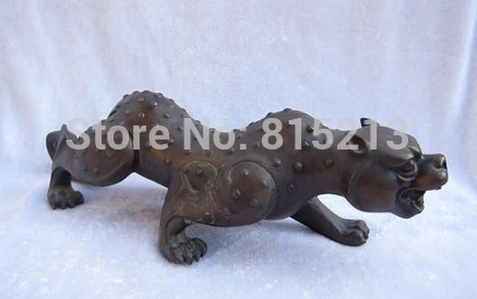 

bi00806 Rare Tibet Tibetan Buddhism Fengshui Pure Bronze leopard Statues